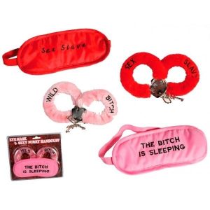ESPOSAS DE PELUCHE CON ANTIFAZ ROJA-ROSA